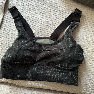 Varley Black and Green Patterned Sports Bra